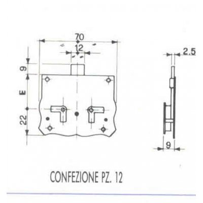 Serratura per mobili in stile CAS 1076/30 da applicare in ferro BRUNITO