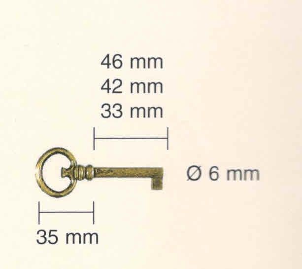 Chiave serie CLASSIC art 502/42 stelo piccolo in zama OTTONATA