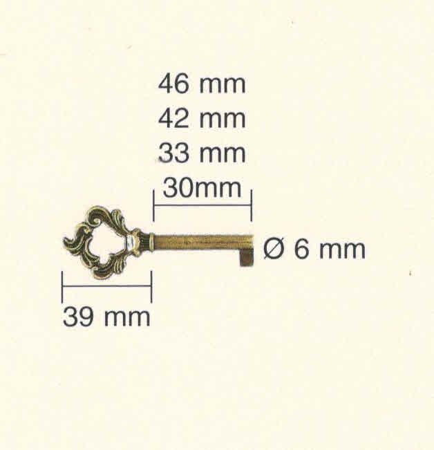 Chiave serie BAROCCO art 510/30 stelo piccolo in ottone BRONZATO
