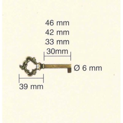 Chiave serie BAROCCO art 510/30 stelo piccolo in ottone BRONZATO
