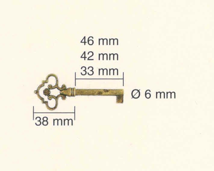 Chiave serie BAROCCO art 507/33 stelo piccolo in ottone BRONZATO