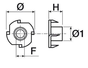 Fondello ragno a 4 punte filetto  8 Ma in ferro zincato