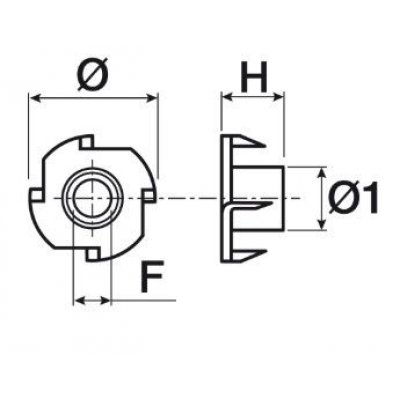 Fondello ragno a 4 punte filetto 4 Ma in ferro
