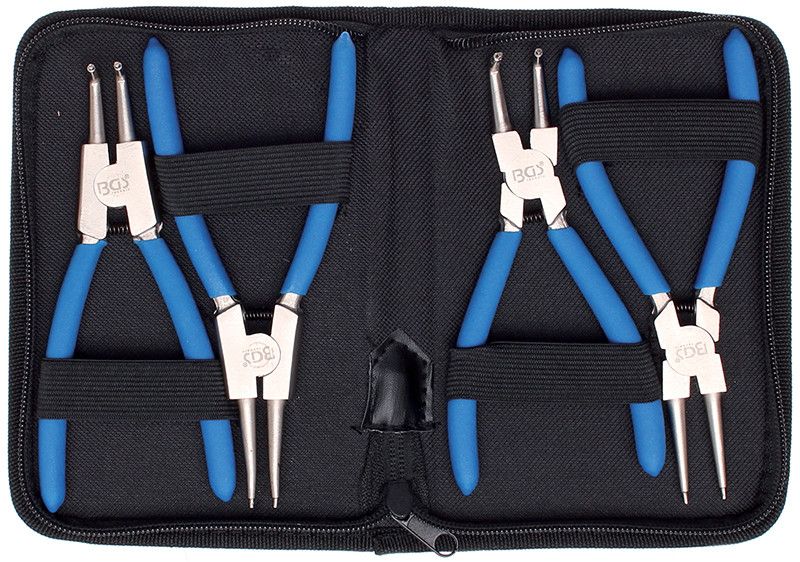 Set 4 pz pinze per anelli elastici seeger in custodia l. 175 mm BGS 447