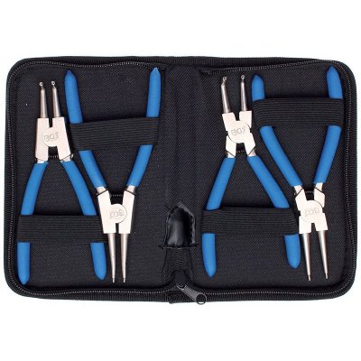 Set 4 pz pinze per anelli elastici seeger in custodia l. 225 mm BGS 447