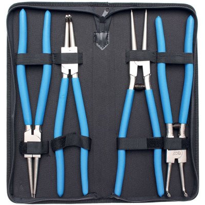 Set 4 pz pinze per anelli elastici seeger in custodia l. 300 mm BGS 651