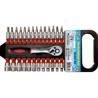 Set 27 pz cricchetto e bussole attacco 1/4' BGS 15105