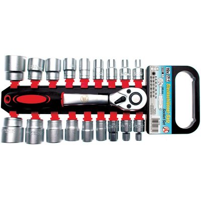 Set 19 pz cricchetto e bussole attacco 1/2' BGS 15110