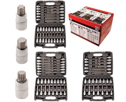 Set 3 valigette da 88 pz chiavi a bussola ESAGONALI,TORX.XZN BGS 5186