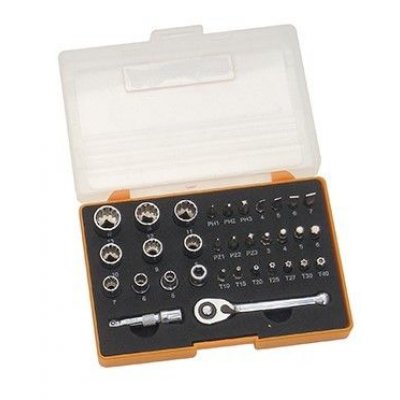 Set 33 pz cricchetto e bussole multimpronta attacco 1/4" in cassetta FERMEC BIT33