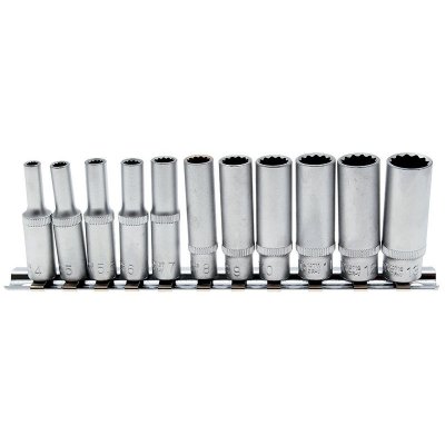 Set 11 pz bussole poligonali tipo lungo attacco 1/4" BGS 5251