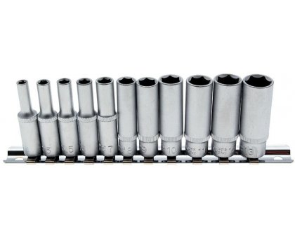Set 11 pz bussole esagonali tipo lungo attaco 1/4' 4-13 mm BGS 2221