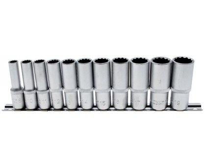 Set 11 pz bussole poligonali tipo lungo attacco 3/8' 8-19 mm BGS 5252