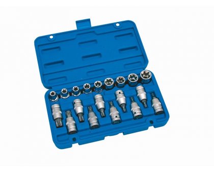 Set 19 pz bussole TORX MASCHIO e FEMMINA assortite attacco 1/2' in cassetta FERMEC 54019