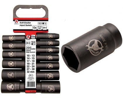 Set 13 pz bussole a macchina esagonali tipo lungo attacco 1/2" BGS 95207