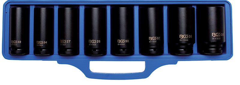 Cassetta 8 pz bussole a macchina esagonali attacco 3/4" BGS 5241