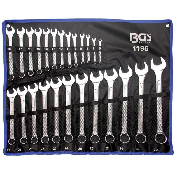 Serie 25 pz chiavi combinate chromo-vanadio 6-32 mm BGS 1196