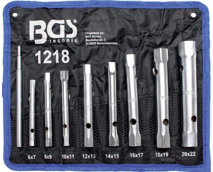 Set 8 pz chiavi a tubo doppie 6x7-20x22 mm BGS 1218