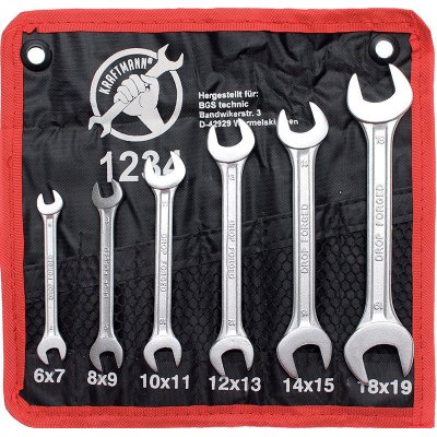 Set 6 pz chiavi fisse a forchetta doppie 6x7-17x19 BGS 1234