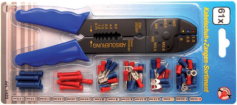 Set 60 pz morsetti isolati e pinza a crimpare BGS 1423
