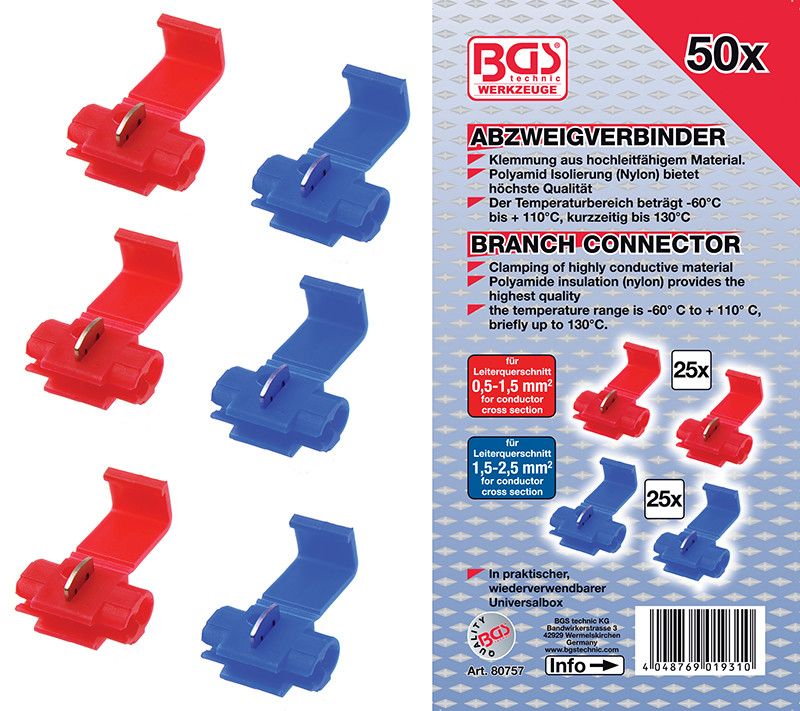 Assortimento 50 pz connettori rapidi BGS 80757