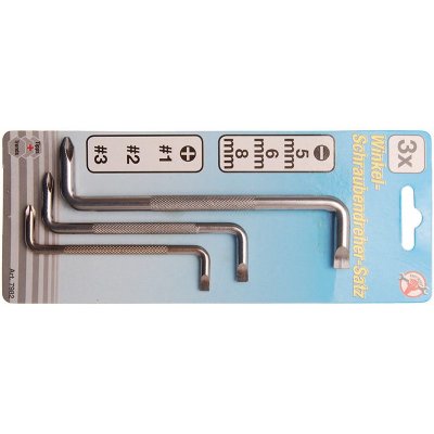 Set 3 pz cacciaviti a L doppi taglio-croce BGS 7982