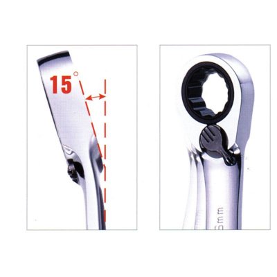 Chiave combinata a cricchetto poligonale reversibile mm 7 a testa a 15 gr. FERMEC BW-7