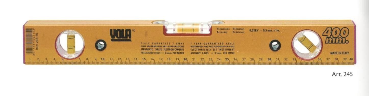 Livella a Bolla in Alluminio a 3 Fiale Base Magnetica Vola 244 Varie Misure