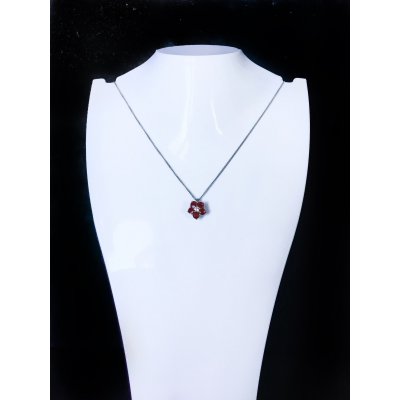Girocollo fiore in oro con rubini e diamante ref. G61M
