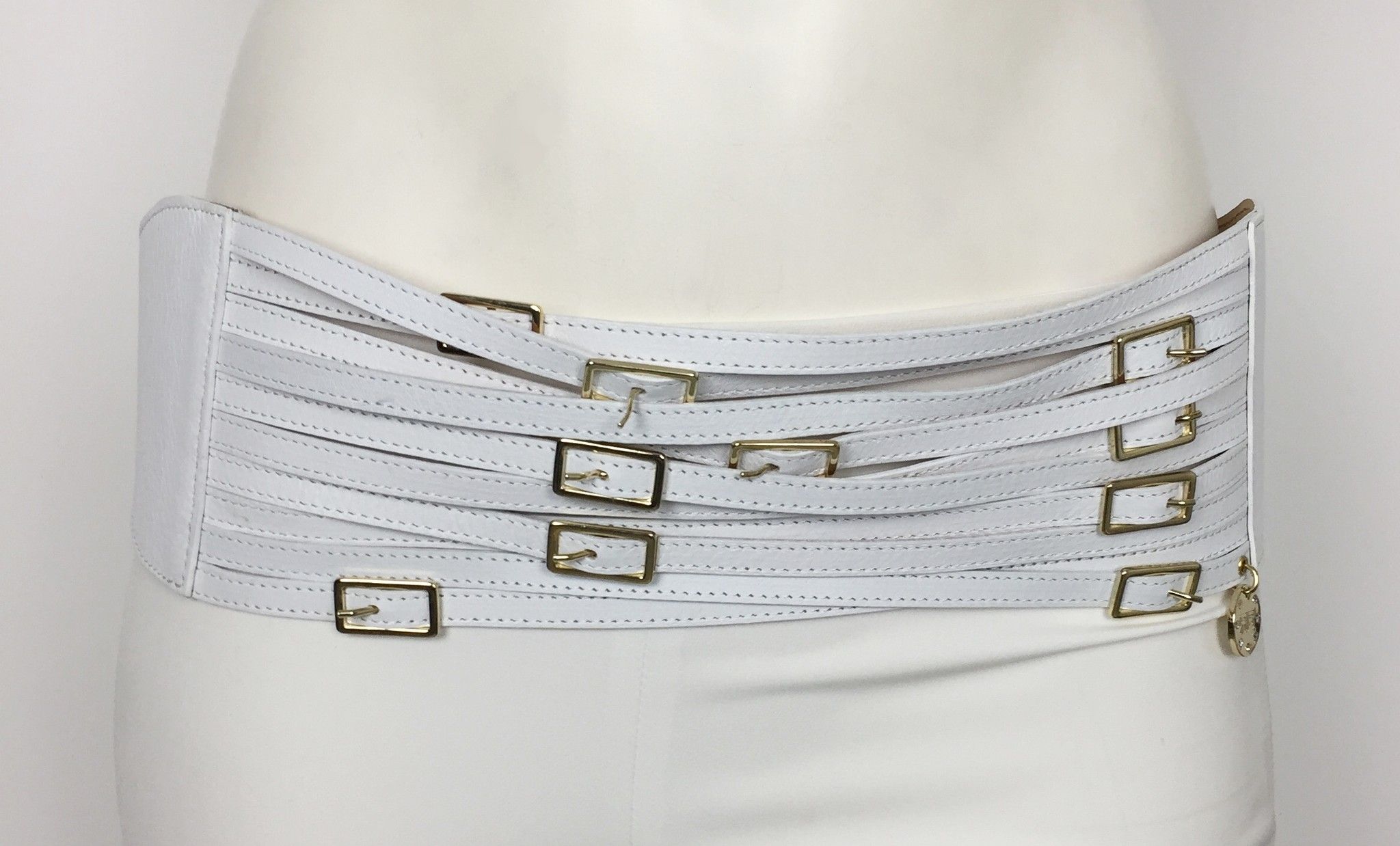 Roberta Biagi Multi Buckle Belt with Gold Trim Cod.02148