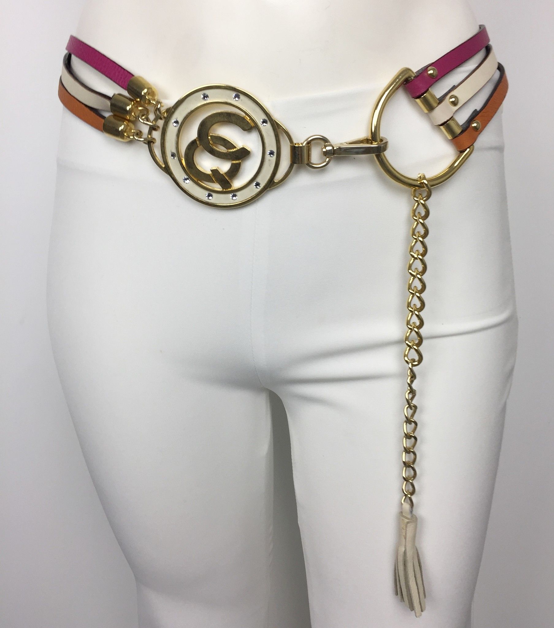 Carolina 40 Multicolor Belt with Buckle and Golden Chain Cod.0258520
