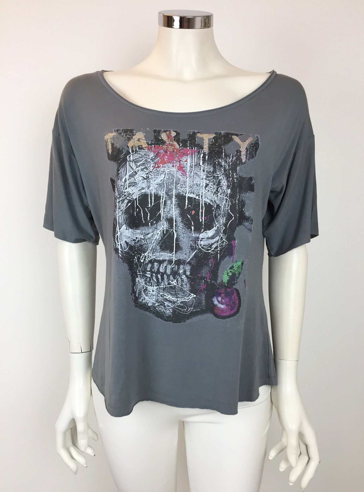Q-Zee Over Skull Print T-Shirt Cod.412651