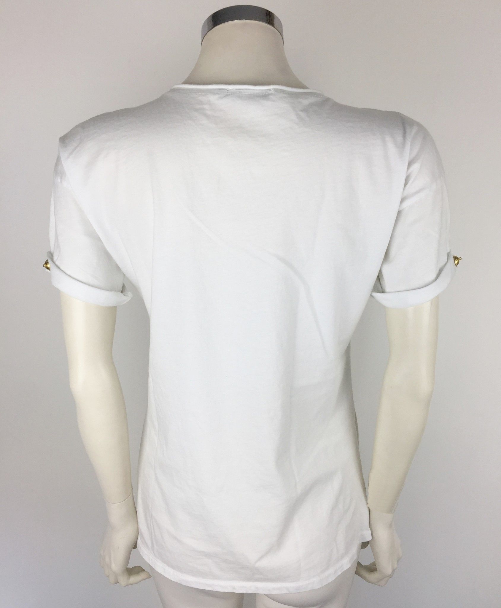 T-Shirt Gil Santucci Teschio con Stampa e Applicazioni Dorate Cod.F244