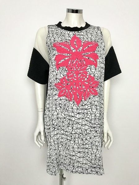 Space Half Sleeve Flower Print Dress Cod.4431
