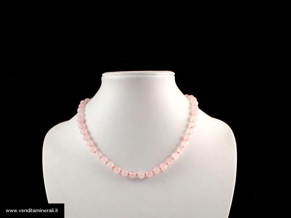 Collana di quarzo rosa 8 mm / 50 cm - Arte e svago - Erashop