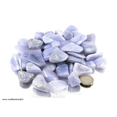 Calcedonio blu chiaro - Calcedonio calcinato pietre 0,5 kg