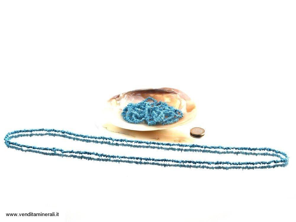 Lunga catena di frammenti in turchese