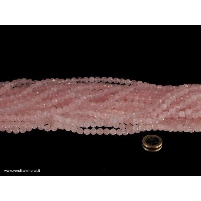 Filo a catena sfaccettato rotondo in quarzo rosa