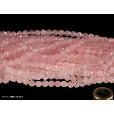 Filo a catena sfaccettato rotondo in quarzo rosa