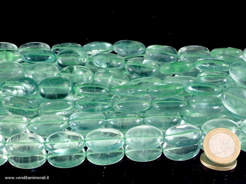 Filo di catena di ellissi verdi fluorite