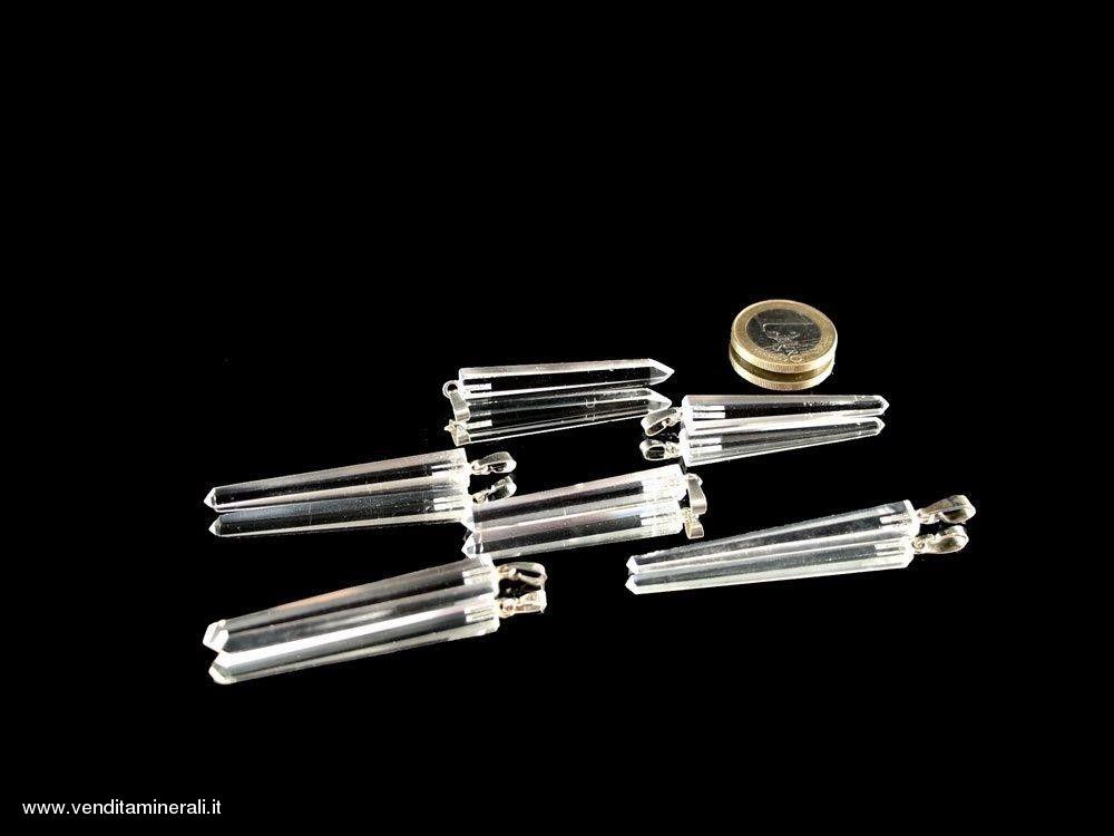 Ciondolo in cristallo di rocca extra sottile e argento 925