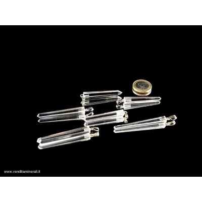 Ciondolo in cristallo di rocca extra sottile e argento 925