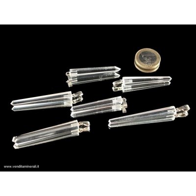 Ciondolo in cristallo di rocca extra sottile e argento 925