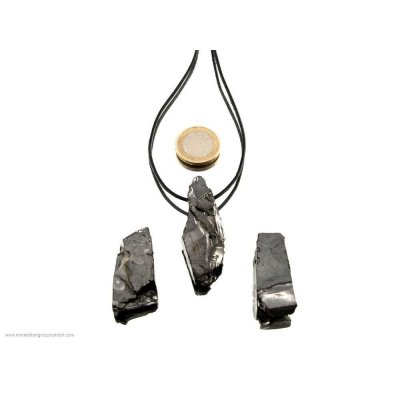 Pregiato ciondolo in pietra grezza con shungite