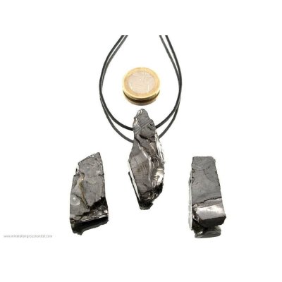 Pregiato ciondolo in pietra grezza con shungite