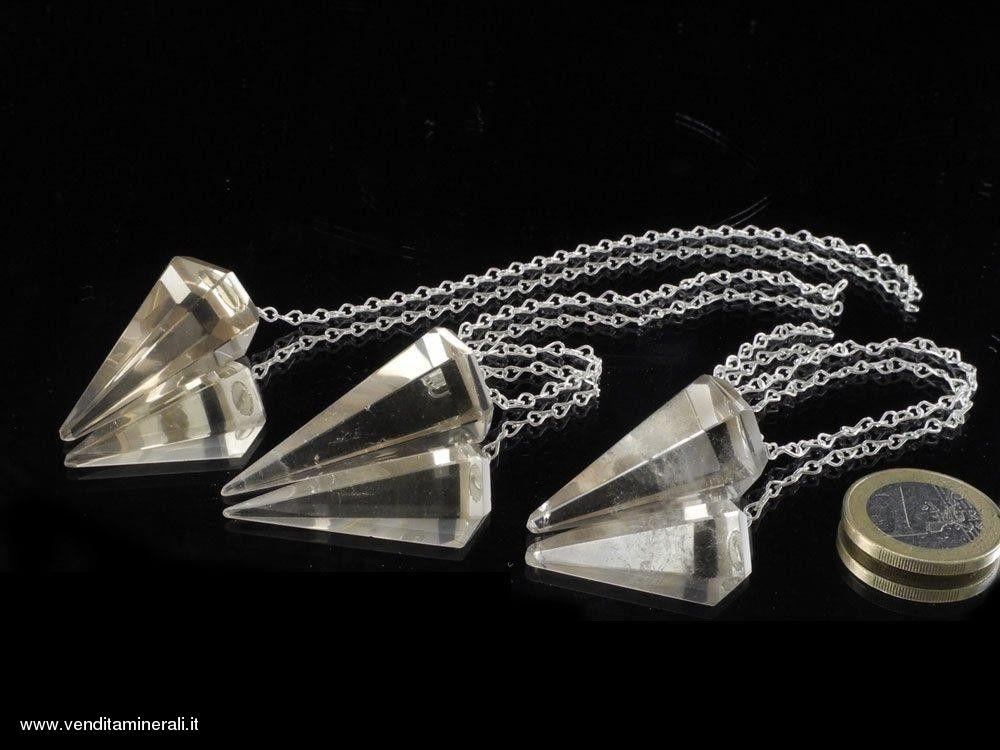 Pendolo di quarzo fume' - argento