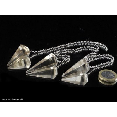 Pendolo di quarzo fume' - argento