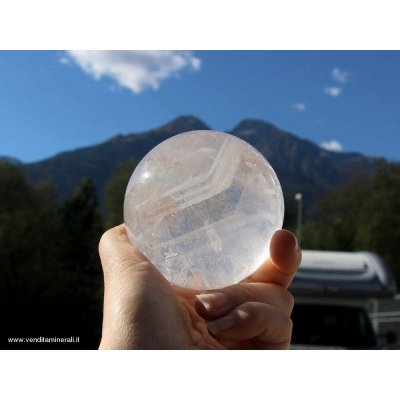 Sfera di cristallo di rocca - quarzo fantasma