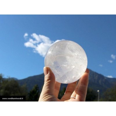 Sfera di cristallo di rocca - quarzo fantasma