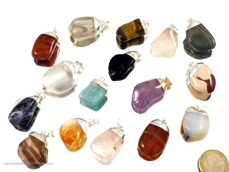 Ciondolo in pietra martellata - Cappuccio in oro / argento 25 pezzi